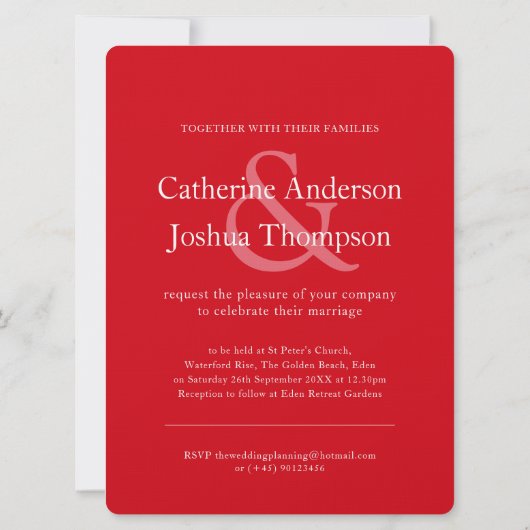 Invitation mariage d'art rose rouge de Fuchsia (Dos)