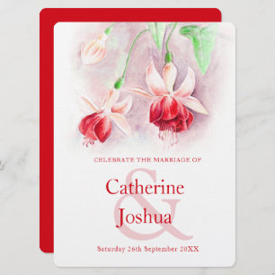 Invitation mariage d'art rose rouge de Fuchsia
