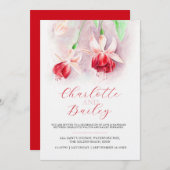 Invitation Mariage d'art rose rouge Fuchsia (Devant / Derrière)