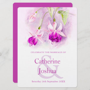 Invitation mariage d'art rose violet de Fuchsia