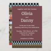 Invitation Mariage d'art tribal en bande colorée (Devant / Derrière)