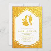 Invitation Mariage d'artisanat de luxe Gold Frame Chic Couple (Devant)