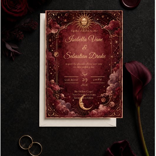 Invitation Mariage d'Astrologie Céleste Lunatique