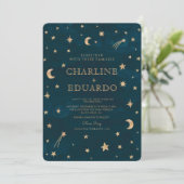Invitation Mariage d'astronomie de la Lune des étoiles célest (Debout devant)