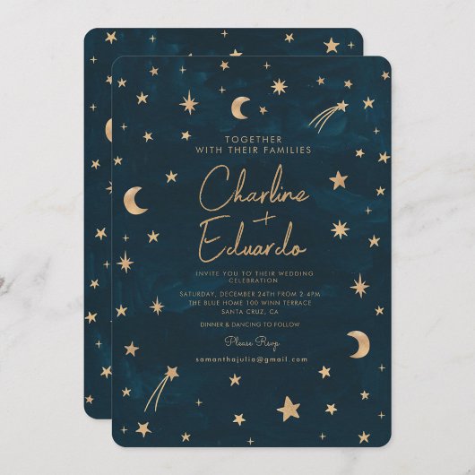 Invitation Mariage d'astronomie de la Lune des étoiles célest