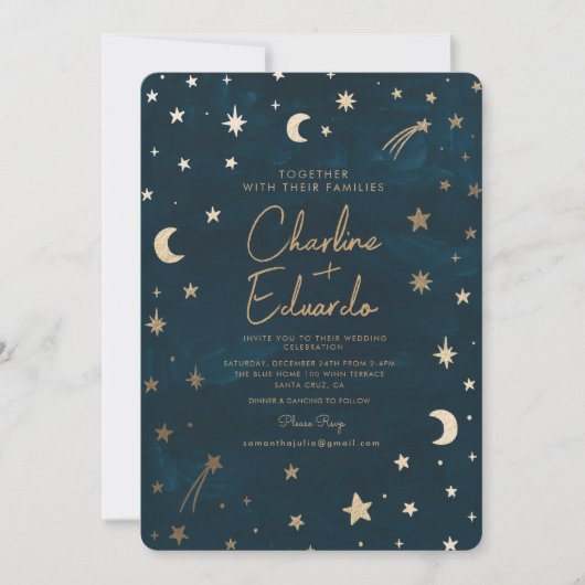 Invitation Mariage d'astronomie de la Lune des étoiles célest (Devant)