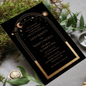 Invitation Mariage d'astronomie mystique Black Gold Sun Moon