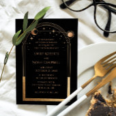 Invitation Mariage d'astronomie mystique Black Gold Sun Moon