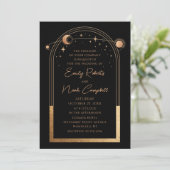 Invitation Mariage d'astronomie mystique Black Gold Sun Moon (Debout devant)