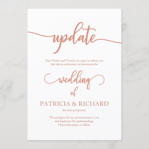 Invitation Mariage Date report mise à jour Elegant Rose Gold