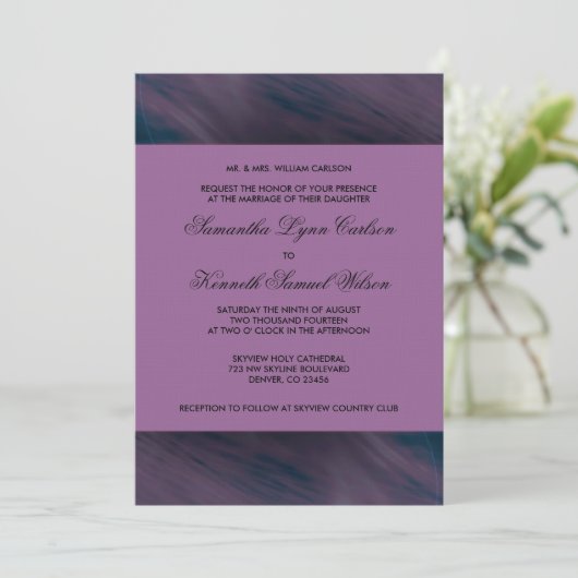 Invitation Mariage d'aubergine pourpre (Debout devant)