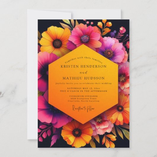 Invitation Mariage d'automne à la floraison ambre (Devant)