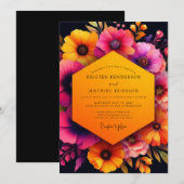 Invitation Mariage d'automne à la floraison ambre (Devant / Derrière)