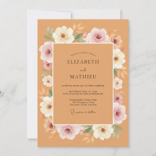 Invitation Mariage d'automne à la terre cuite et aux pétales