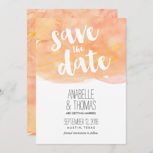 Invitation Mariage d'automne à l'aquarelle orange Enregistrez (Devant / Derrière)