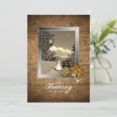 Invitation Mariage d'automne à Paris Steampunk avec feuilles  (Debout devant)