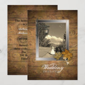 Invitation Mariage d'automne à Paris Steampunk avec feuilles  (Devant / Derrière)