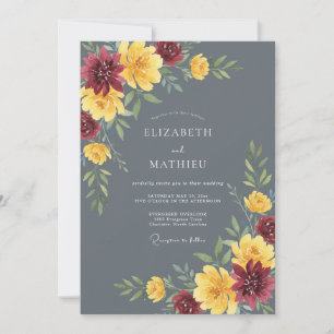 Invitation Mariage d'automne audacieux gris charbon