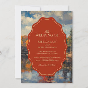 Invitation Mariage d'automne aux feuilles rouges élégantes