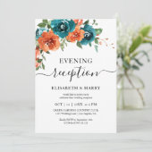 Invitation Mariage d'automne aux fleurs sarcelle rouille oran (Debout devant)