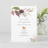 Invitation Mariage d'automne avec feuilles violettes (Debout devant)