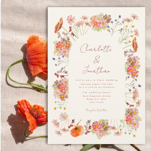 Invitation Mariage d'automne bohème aux fleurs sauvages