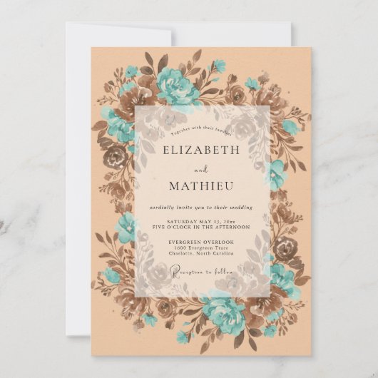 Invitation Mariage d'automne Brun sarcelle (Devant)