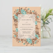 Invitation Mariage d'automne Brun sarcelle (Debout devant)