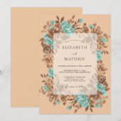 Invitation Mariage d'automne Brun sarcelle (Devant / Derrière)