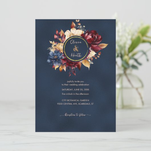 Invitation Mariage d'automne de Deep Navy (Debout devant)