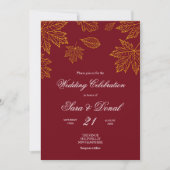 Invitation Mariage d'automne de la Bourgogne et de la feuille (Devant)
