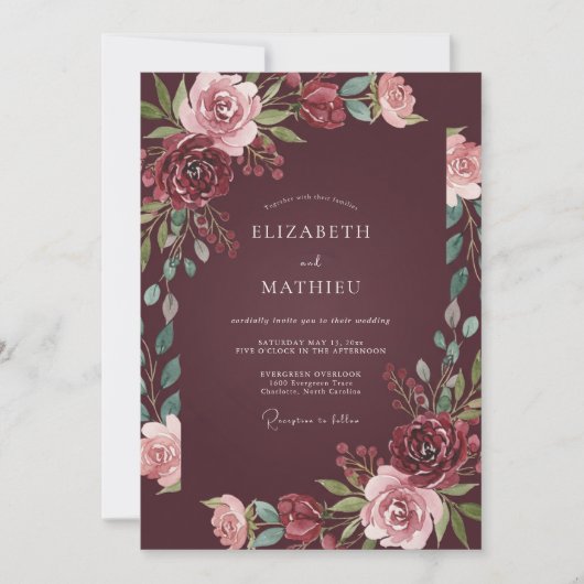 Invitation Mariage d'automne distingué de Bourgogne (Devant)
