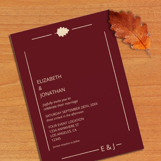 Invitation Mariage d'automne en Bourgogne