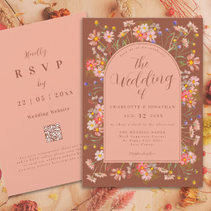 Invitation Mariage d'automne en terre cuite orange brûlé avec