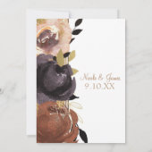 Invitation Mariage d'automne Fleurs Glamour Moderne Floral (Dos)