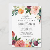 Invitation Mariage d'automne floral à l'aquarelle en Bourgogn (Devant)