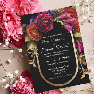 Invitation Mariage d'automne floral élégant et foncé