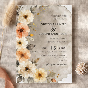 Invitation Mariage d'automne floral terracotta beige aquarell