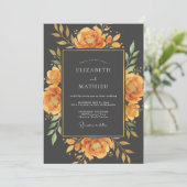 Invitation Mariage d'automne frappant ambre (Debout devant)
