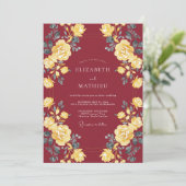 Invitation Mariage d'automne frappant bordeaux (Debout devant)