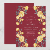 Invitation Mariage d'automne frappant bordeaux (Devant / Derrière)
