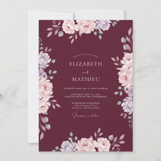 Invitation Mariage d'automne frappant de Bourgogne (Devant)