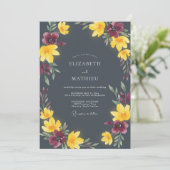 Invitation Mariage d'automne gris charbon frappant (Debout devant)
