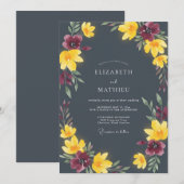 Invitation Mariage d'automne gris charbon frappant (Devant / Derrière)