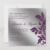 Invitation Mariage d'automne Inviter Sparkle Leaf Purple Silv (Dos)