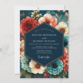 Invitation Mariage d'automne opulent à fleurs de teinte sarce (Devant)