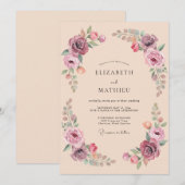 Invitation Mariage d'automne opulent Abricot (Devant / Derrière)