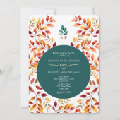 Invitation Mariage d'automne orange sarcelle (Devant)