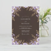 Invitation Mariage d'Automne Orné Brun Marron (Debout devant)