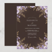 Invitation Mariage d'Automne Orné Brun Marron (Devant / Derrière)